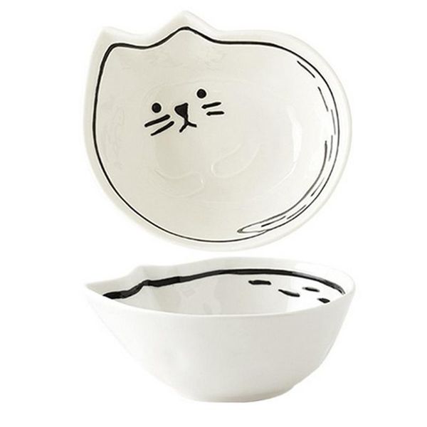 bowls white ceramic bowl creative cartoon cat dog container salad and fish shape dish home kitchen supplies